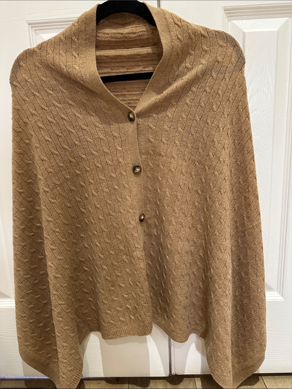 Orvis Camel Cable-Knit Shawl-Style Cardigan